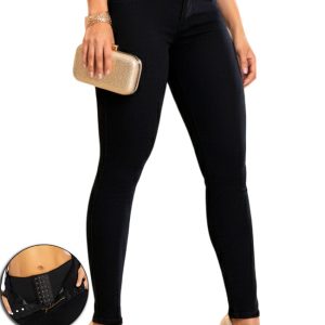 Jeans negro skinny con faja interna moldeadora