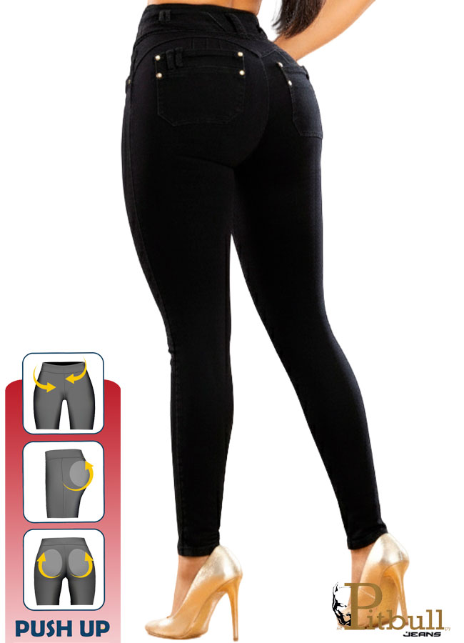 Jeans negro skinny con faja interna moldeadora - Imagen 3