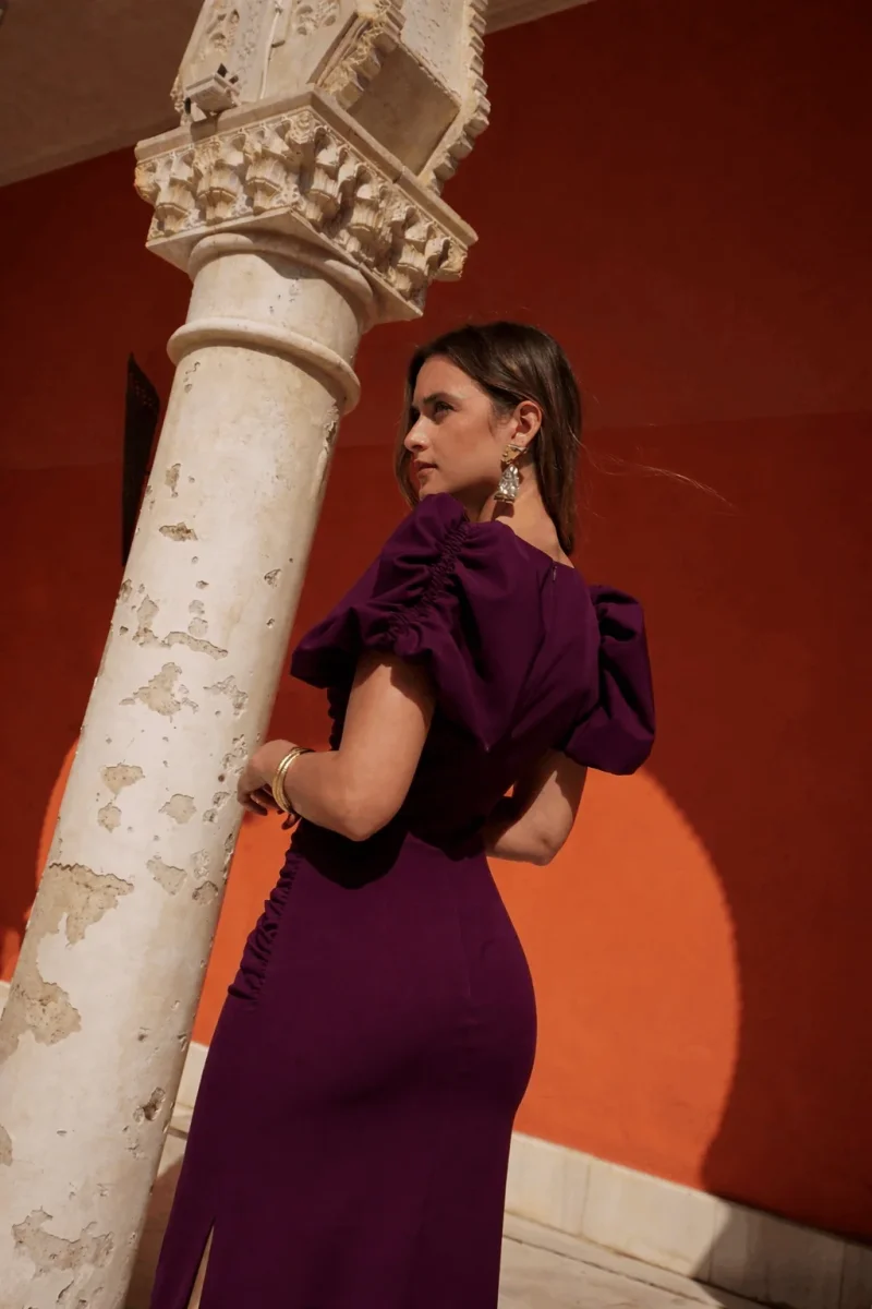 Vestido Amberes | Invitada | Graduación | Berenjena - Imagen 3