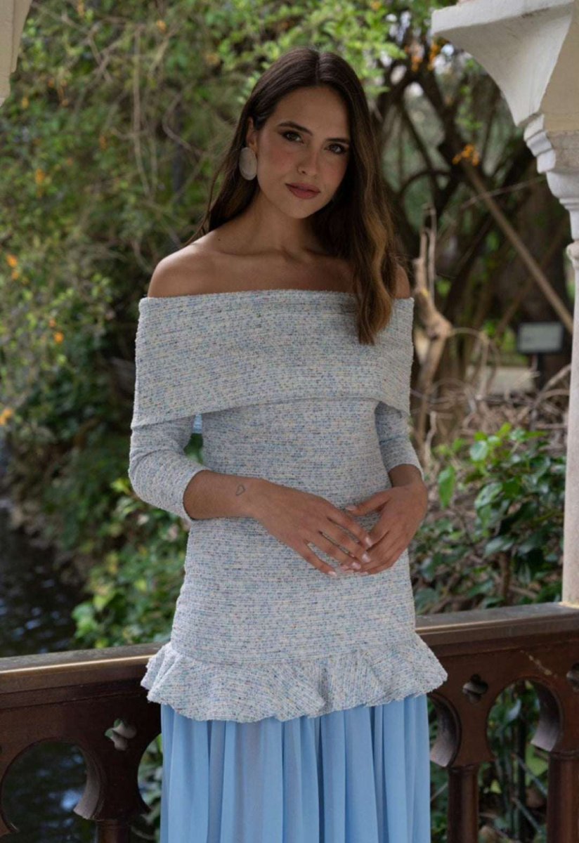 Última Talla |Brissac | Tweed y Gasa | Celeste | S - Imagen 5
