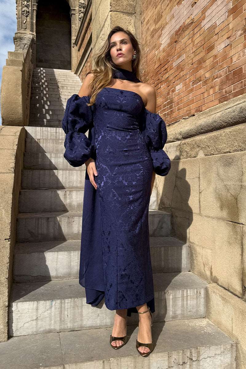 Vestido Liesse | Manga Abullonada | 1 Ud. Talla L Azul Marino - Imagen 2