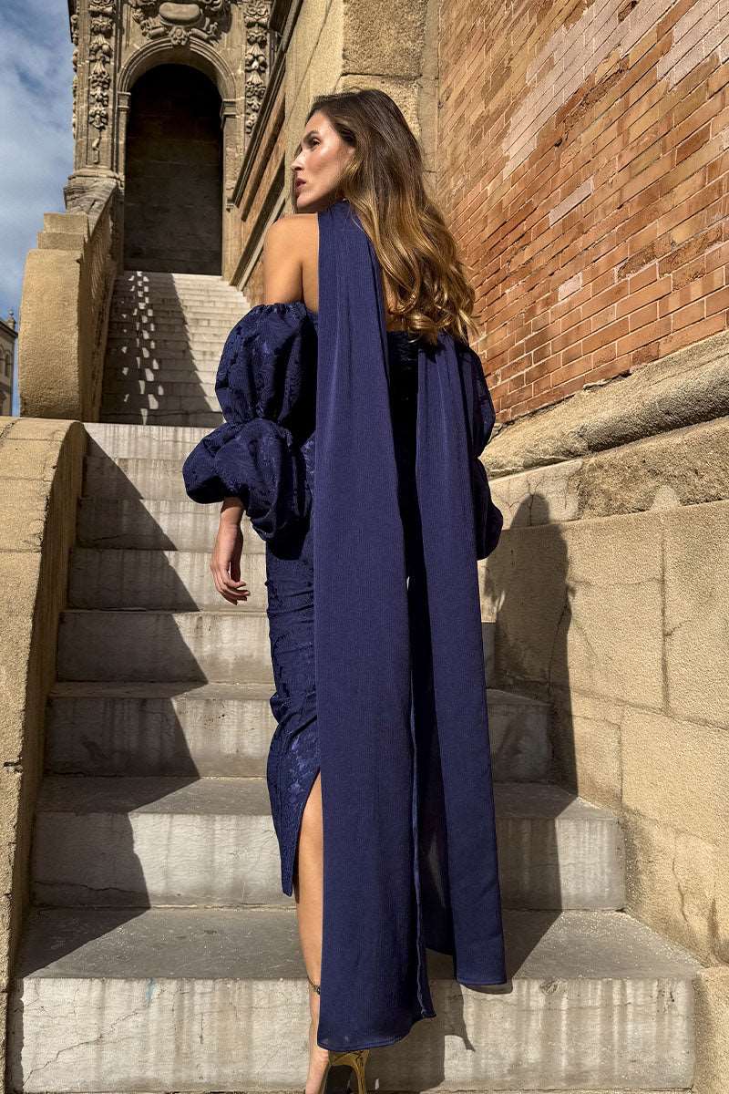 Vestido Liesse | Manga Abullonada | 1 Ud. Talla L Azul Marino - Imagen 3
