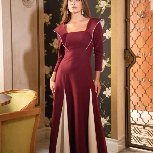 Vestido Versailles | Bicolor | Solapas | Burdeos
