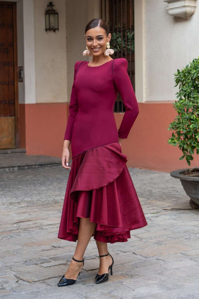 Vestido Seine | Volantes | Burdeos - Imagen 2