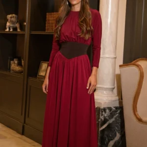 Vestido Arles | Bicolor | Frunces | Burdeos